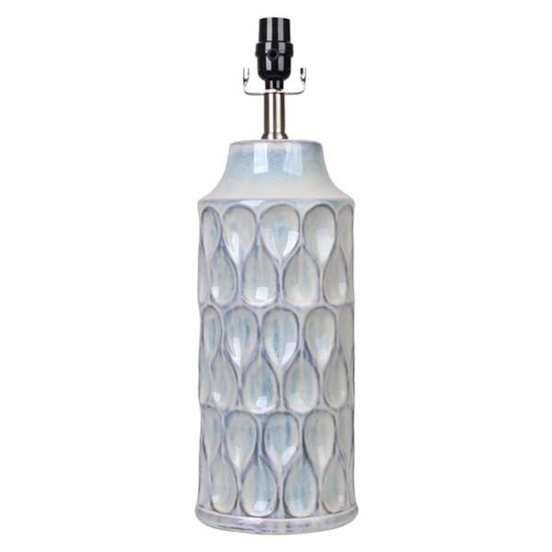 Blue & White Reactive Glaze Ceramic Medium Table Lamp Base, 20″