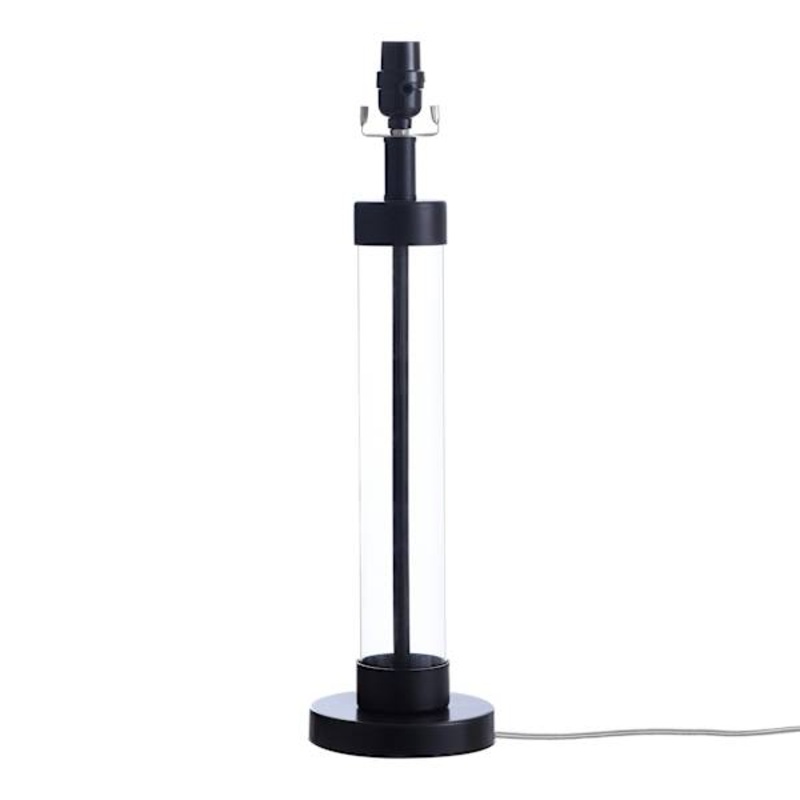 Clear Glass & Black Metal Large Table Lamp Base, 23″