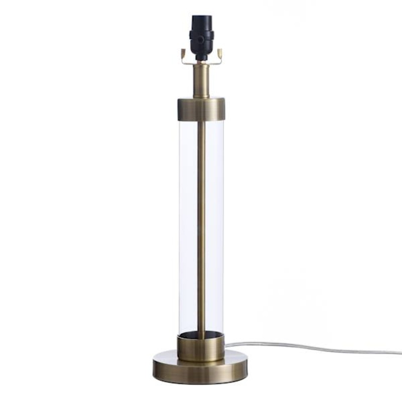 Clear Glass & Gold Metal Large Table Lamp Base, 23″