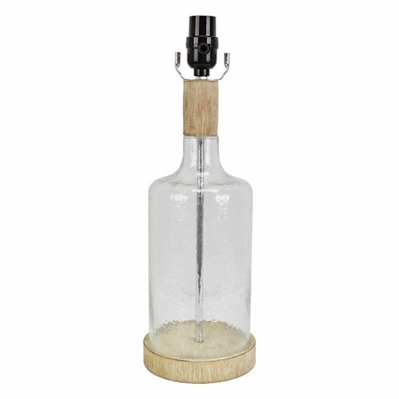 Clear Glass Textured Medium Table Lamp Base, 16.7″