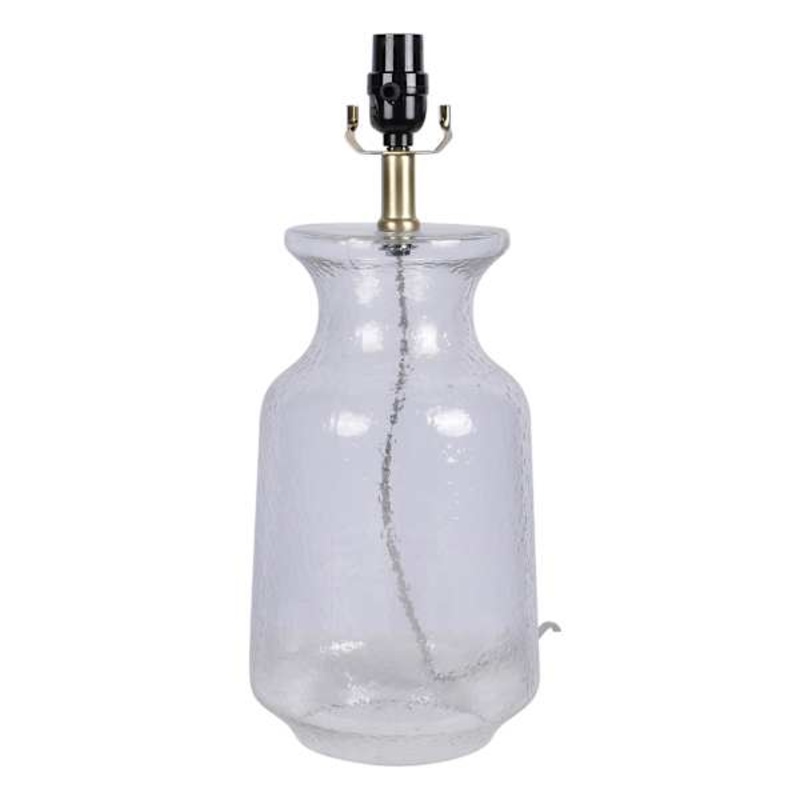 Clear Hammered Glass Medium Table Lamp Base, 18″