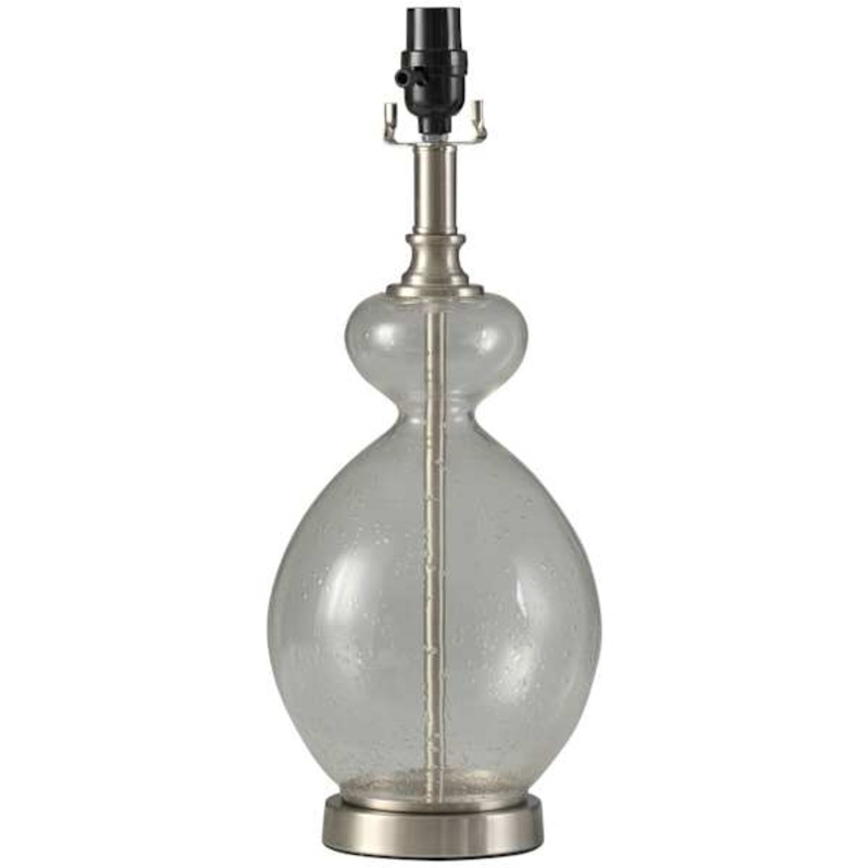 Clear Seeded Glass Medium Table Lamp Base, 19″