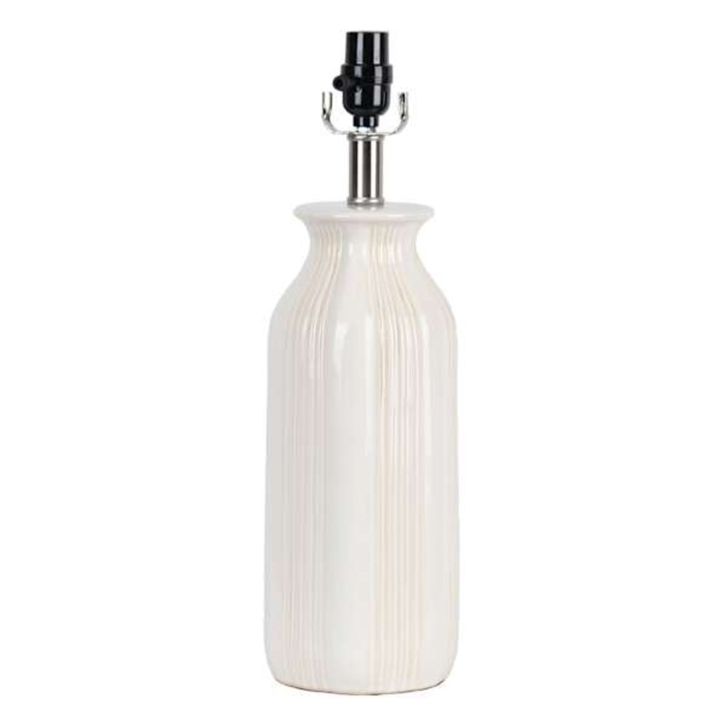 Cream Ceramic Ribbed Medium Table Lamp Base, 19″
