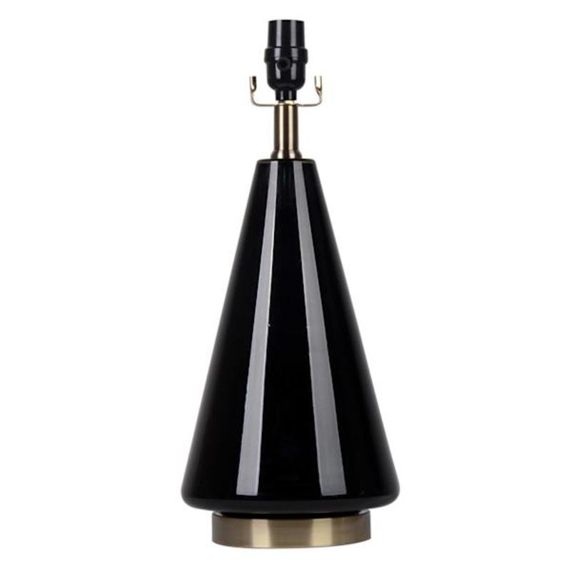 Crosby St. Black Smoke Glass Cone Medium Table Lamp Base, 18.3″