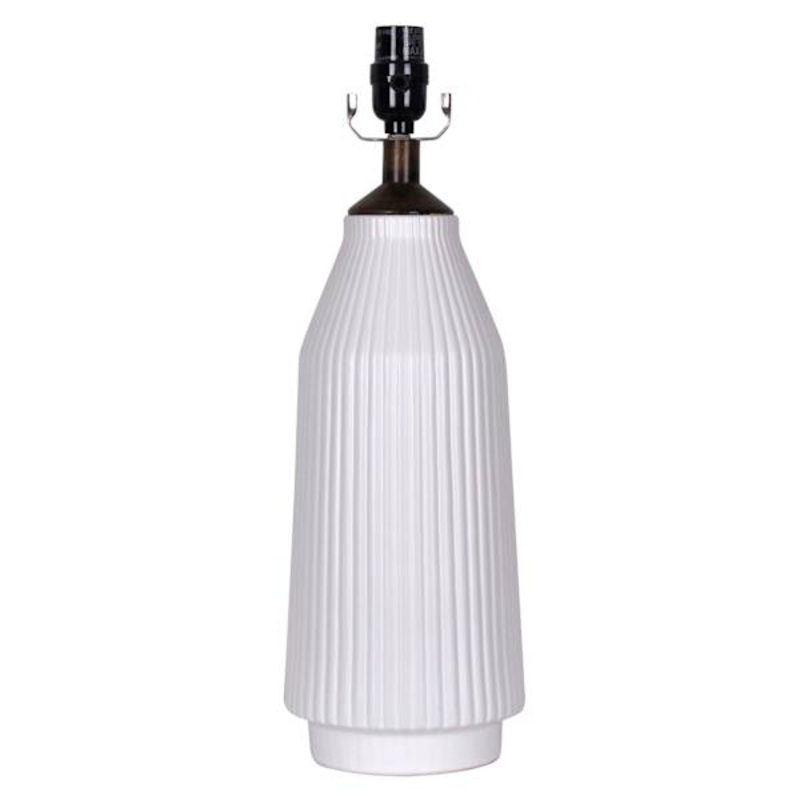 Crosby St. White Striped Textured Ceramic Medium Table Lamp Base, 19″