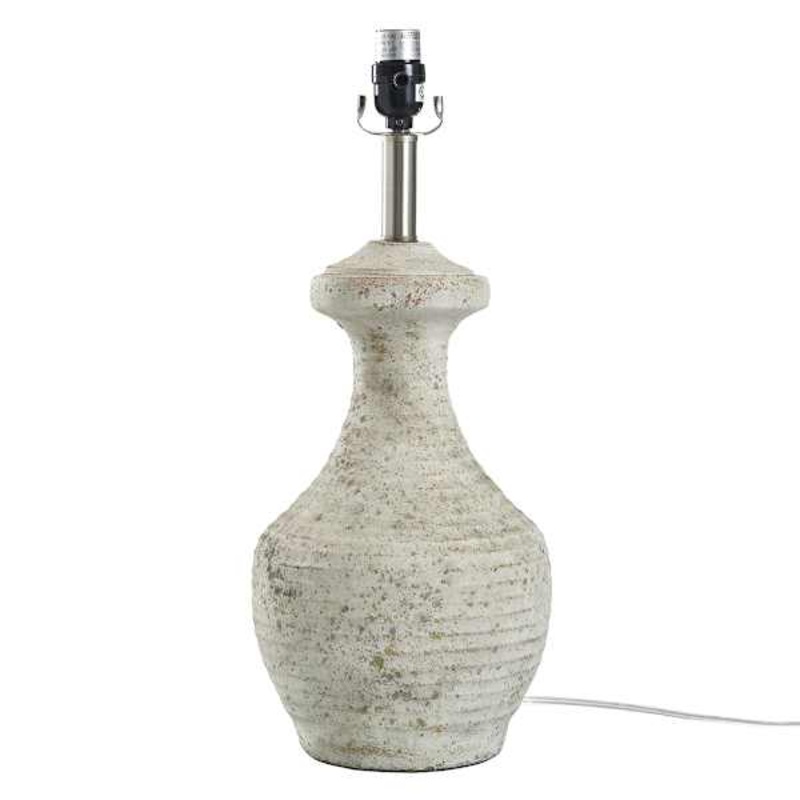Found & Fable Distressed White Concrete Medium Table Lamp Base, 21″