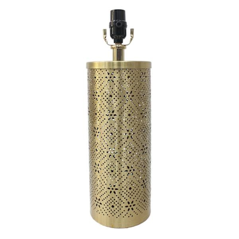 Gold Punched Metal Medium Table Lamp Base, 17″
