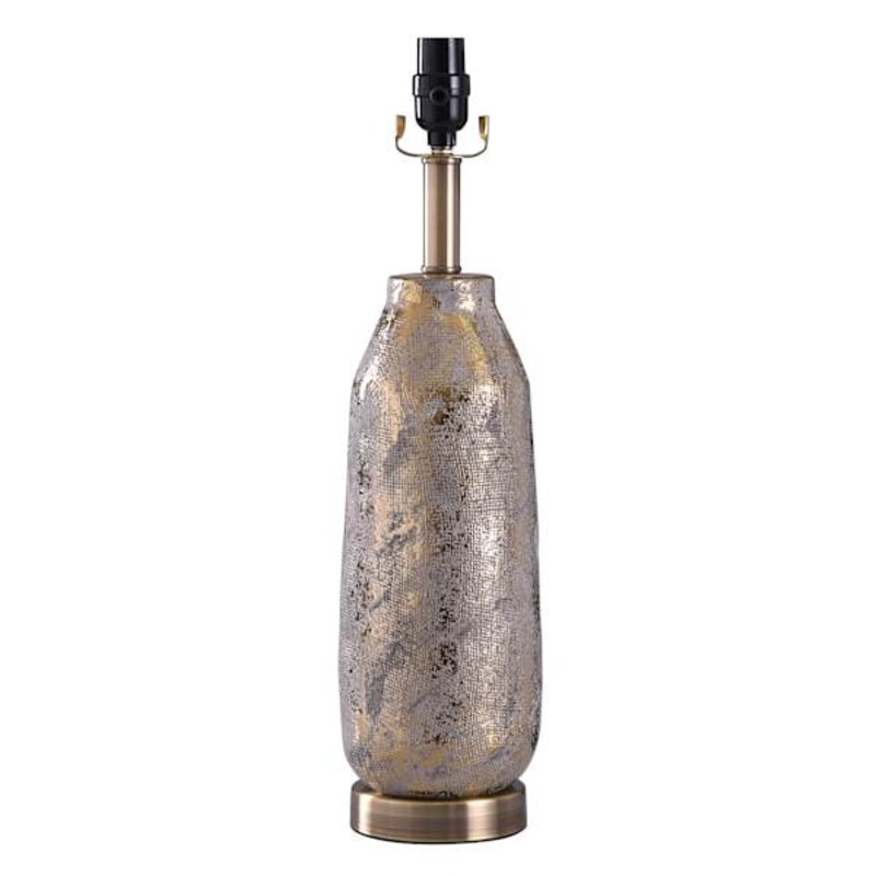 Grey & Gold Ceramic Medium Table Lamp Base, 21″