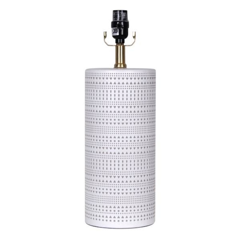 Grey Patterned Column Ceramic Medium Table Lamp Base, 18″