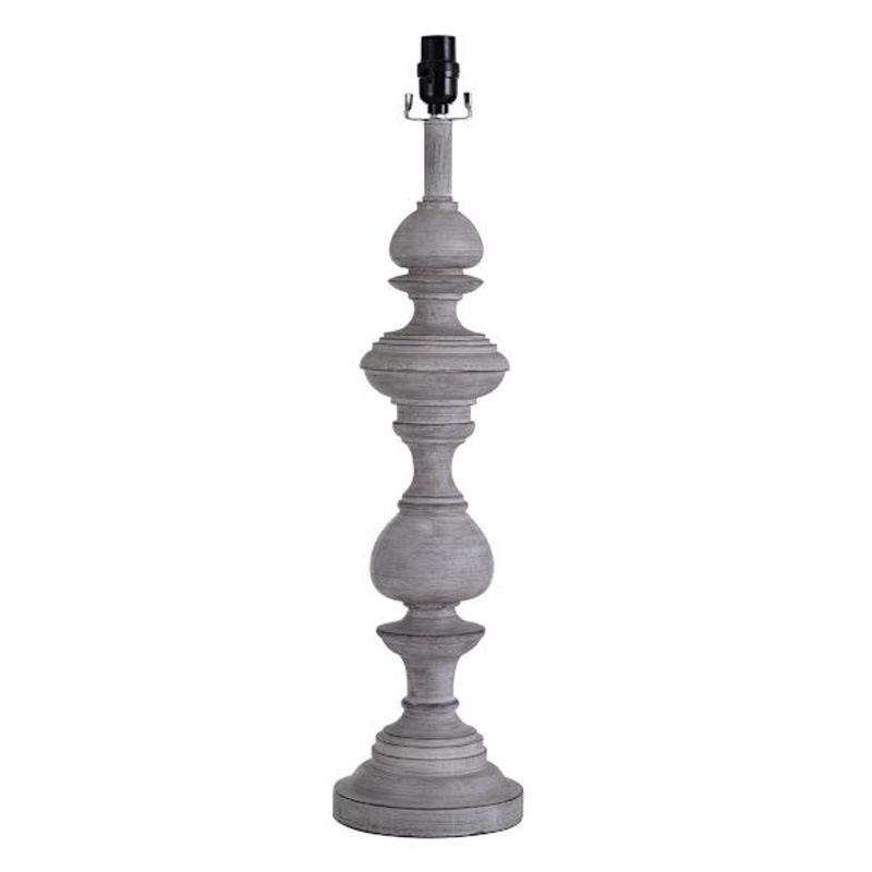 Grey Turned Leg Large Table Lamp Base, 28″
