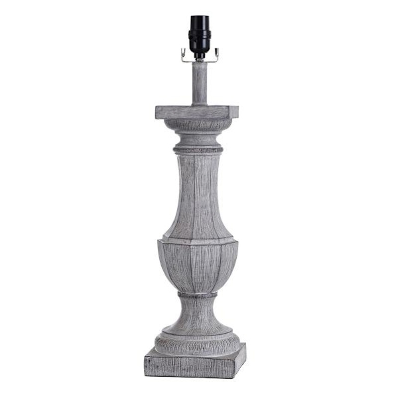 Grey Wash Turned Leg Large Table Lamp Base, 23″