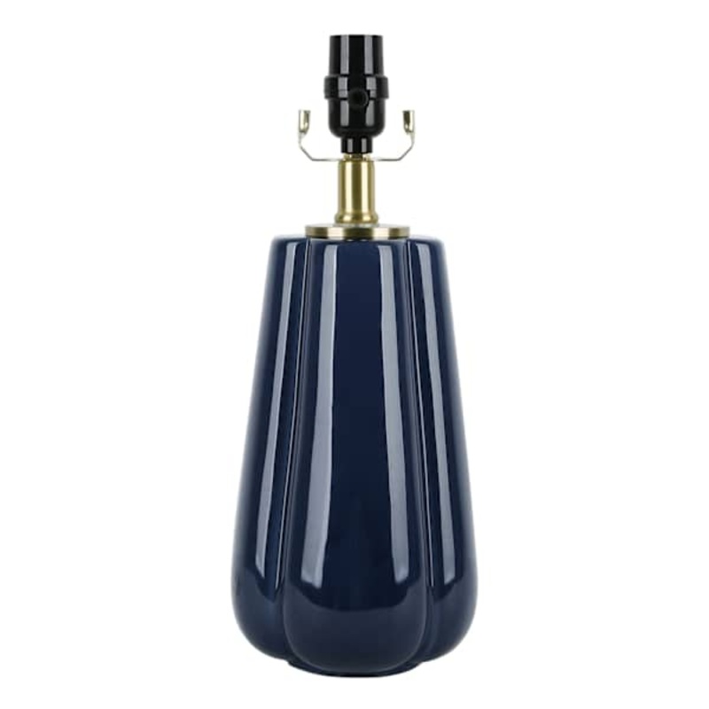 Navy Fluted Ceramic Medium Table Lamp, 16″