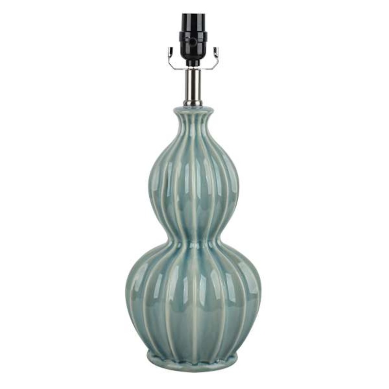 Providence Green Ceramic Double Gourd Medium Table Lamp Base, 19″