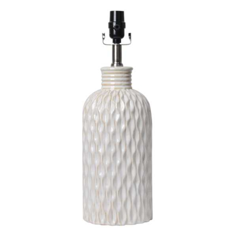Tan Ceramic Groove Medium Table Lamp, 24″
