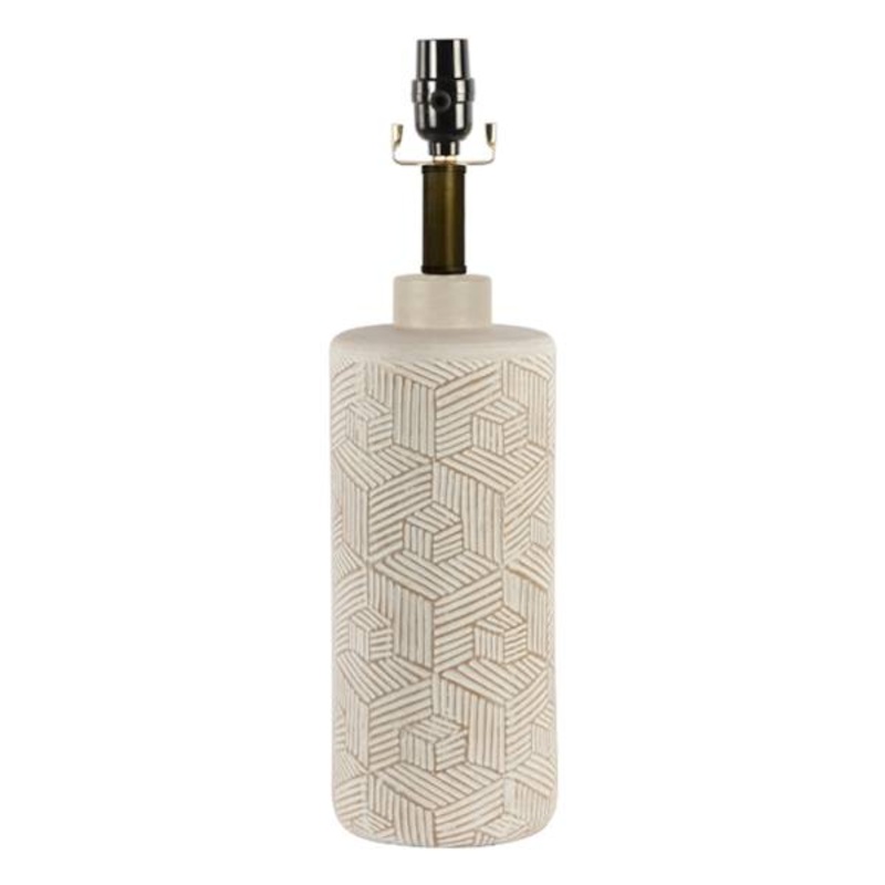 Tracey Boyd Brown & White Geo Patterned Medium Table Lamp Base, 19″