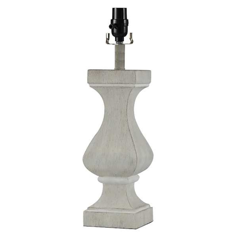 White Distressed Medium Table Lamp Base, 21″