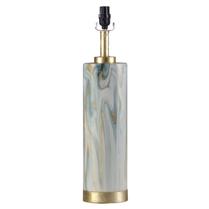 White Marbled Large Table Lamp Base with Gold Accent, 23″