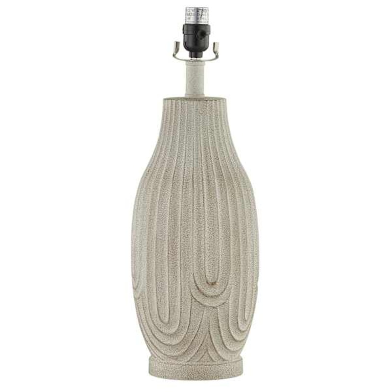 White Raised Patterned Medium Table Lamp Base, 20″