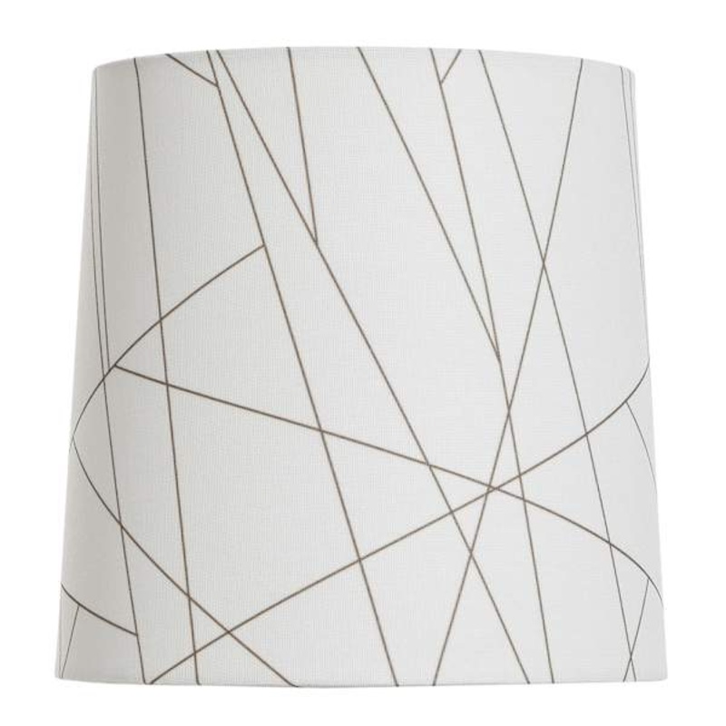 White Small Table Lamp Shade with Gold Line Design, 8x9x9