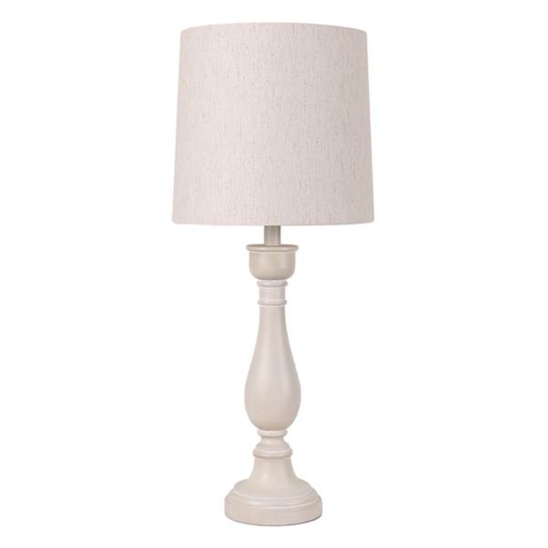 White Spindle Large Table Lamp with Shade, 28.5″