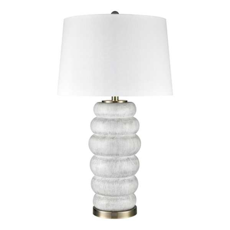 White Stacked Stones Large Table Lamp with Shade, 31″