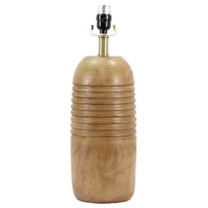 Wood Finish Ribbed Medium Table Lamp Base, 19″
