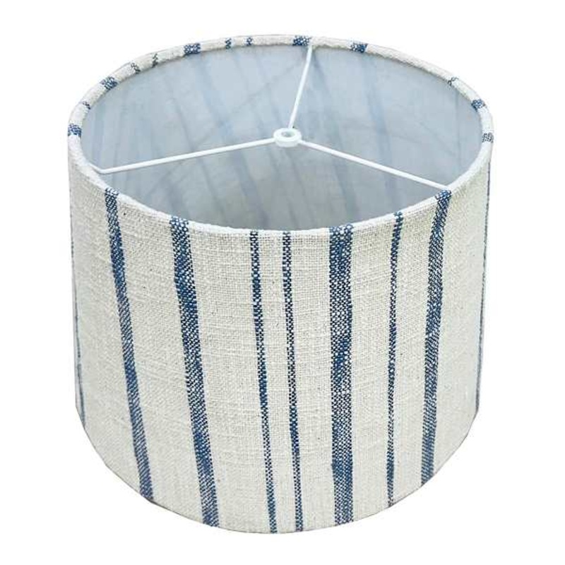 Blue & White Striped Textured Medium Table Lamp Shade, 12x14x10