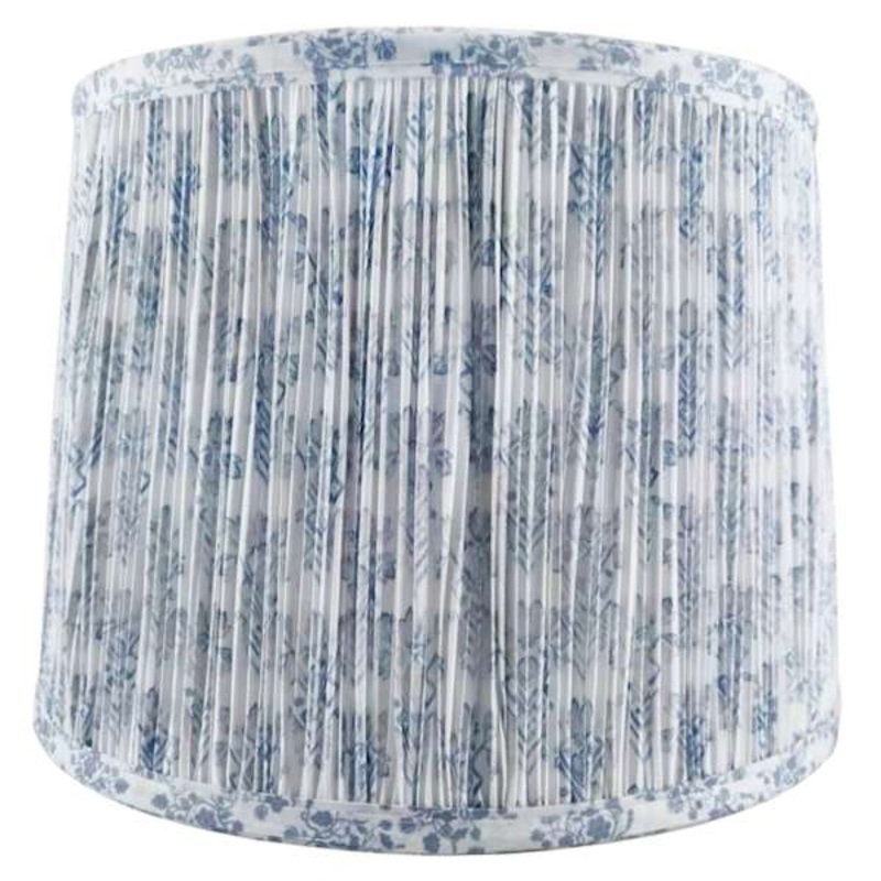 Pleated Blue & White Taper Medium Table Lamp Shade, 14x14x10