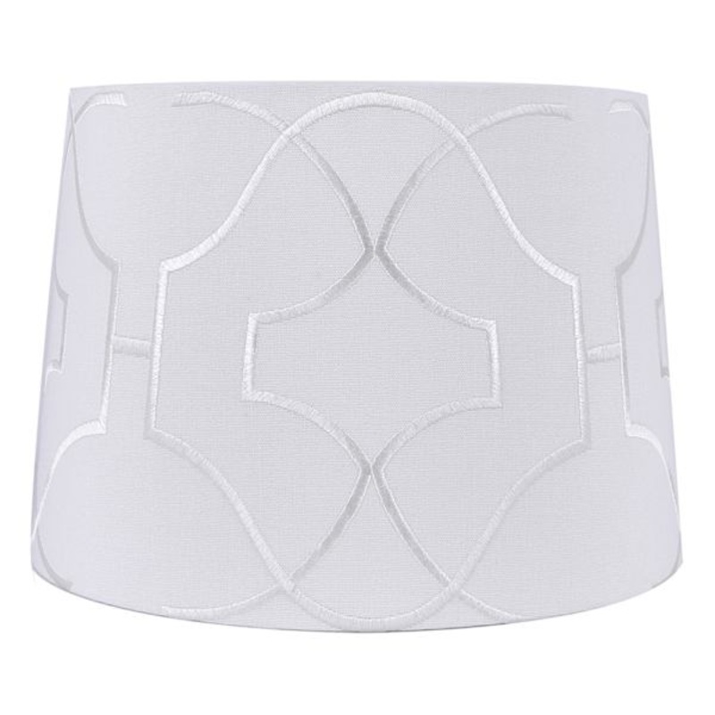 Providence White Tonal Embroidered Medium Table Lamp Shade, 12x14x10