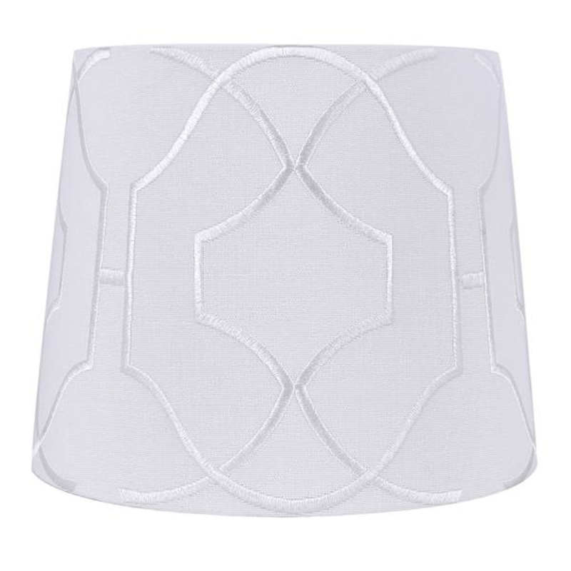 Providence White Tonal Embroidered Small Lamp Shade, 9x11x9