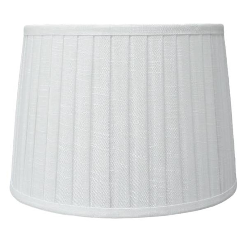 White Pleated Tapered Drum Medium Table Lamp Shade, 12x14x10