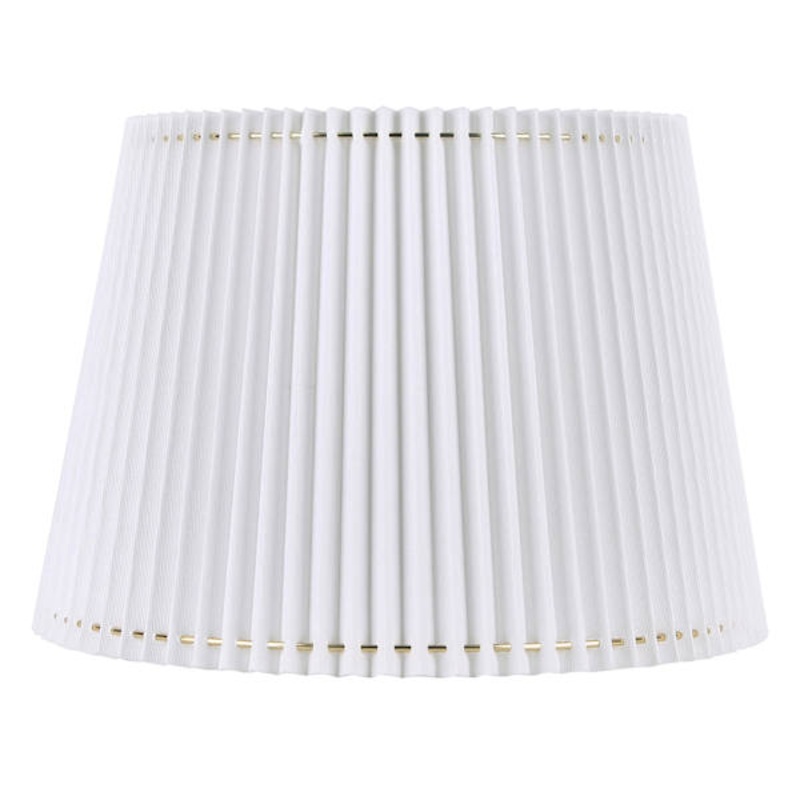White Stitched Pleat Large Taper Table Lamp Shade, 13x17x12