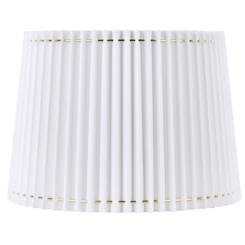White Stitched Pleat Medium Table Taper Lamp Shade, 12x14x10