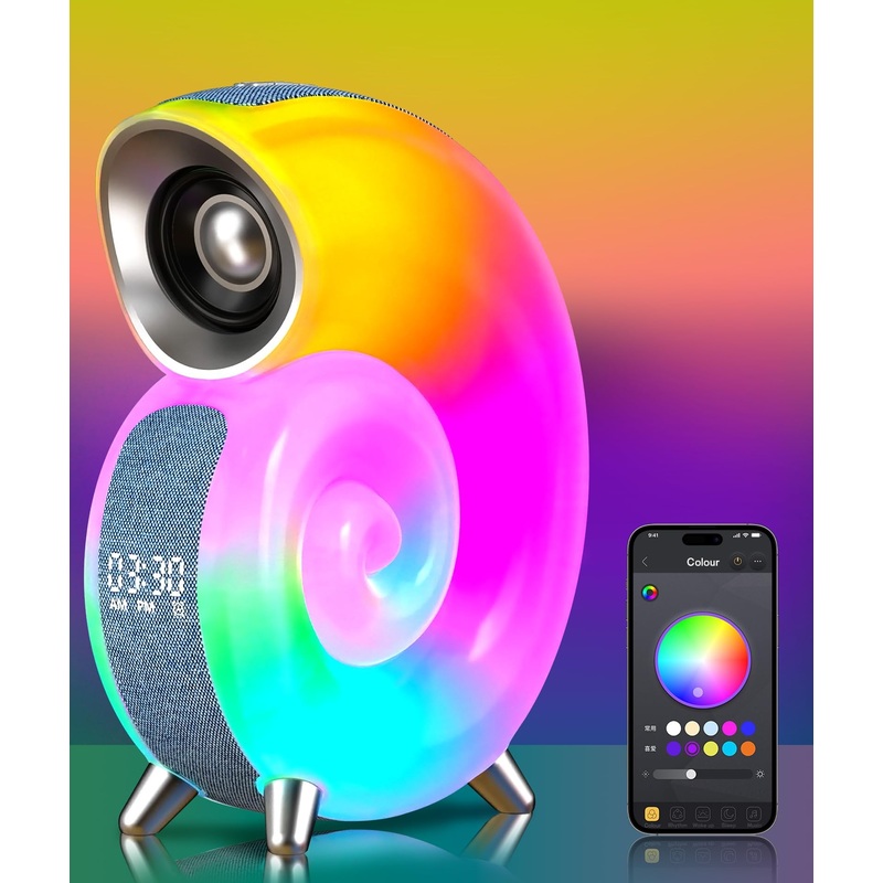Bestyijo daylight alarm clock wake up light sunrise sunset simulation alarm clock bluetooth-audio 8 types of white noise 4 alarms bedside lamp