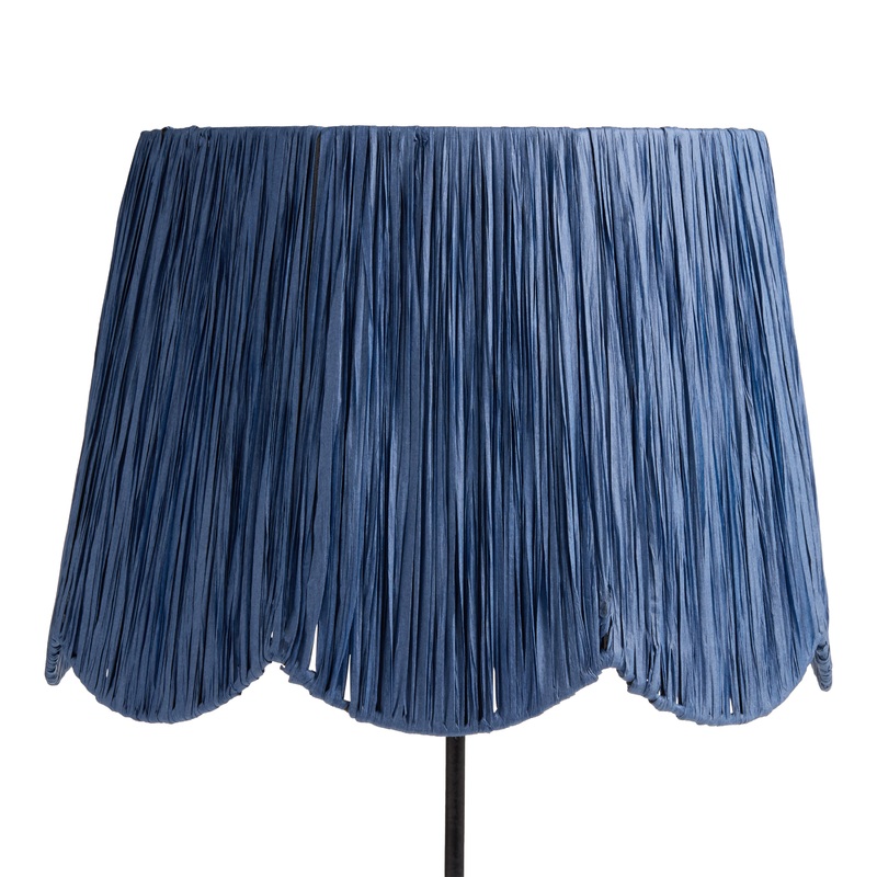 Blue Gathered Paper Scalloped Table Lamp Shade