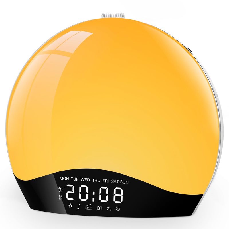 Bluetooth daylight alarm clock wake up light alarm clock with light sunrise sunset simulation bluetooth speaker 22 natural noises 20 brightness bedside lamp for children warm