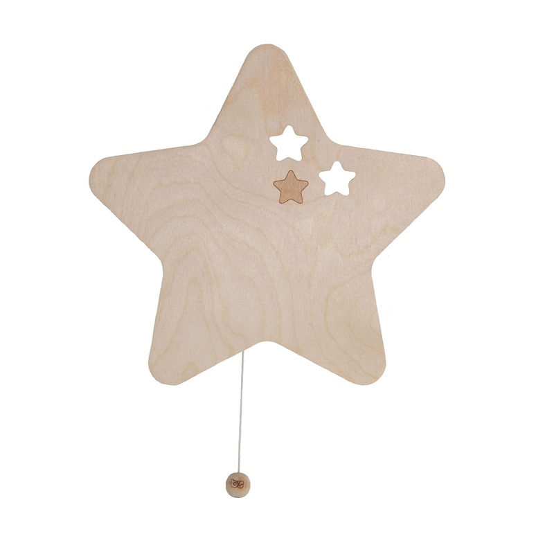 Bo Baby’s ONLY – Baby wall lamp – star – wall lamp for baby room – night lamp with battery for children’s room – FSC quality mark wood lamp – 25000 fuel hours – wall lamp paintable