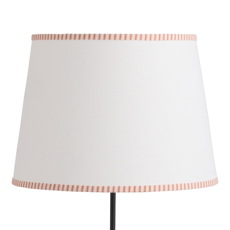 Brick Red and Ivory Pinstripe Trim Cotton Table Lamp Shade
