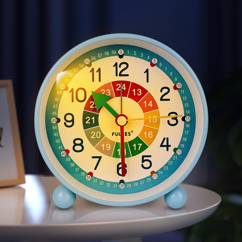Children’s alarm clock: children’s alarm clock without ticking children’s alarm clock digitally silent learning alarms Learning watch children’s watch Compact analogous to children for girls boys travel alarm clock with night light battery operations (blu