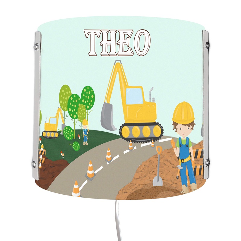 Creadesign WA-1084 excavator children’s room wall lamp personalized with names night light/slumber light for socket E14 22 x 22.5 x 8.5 cm