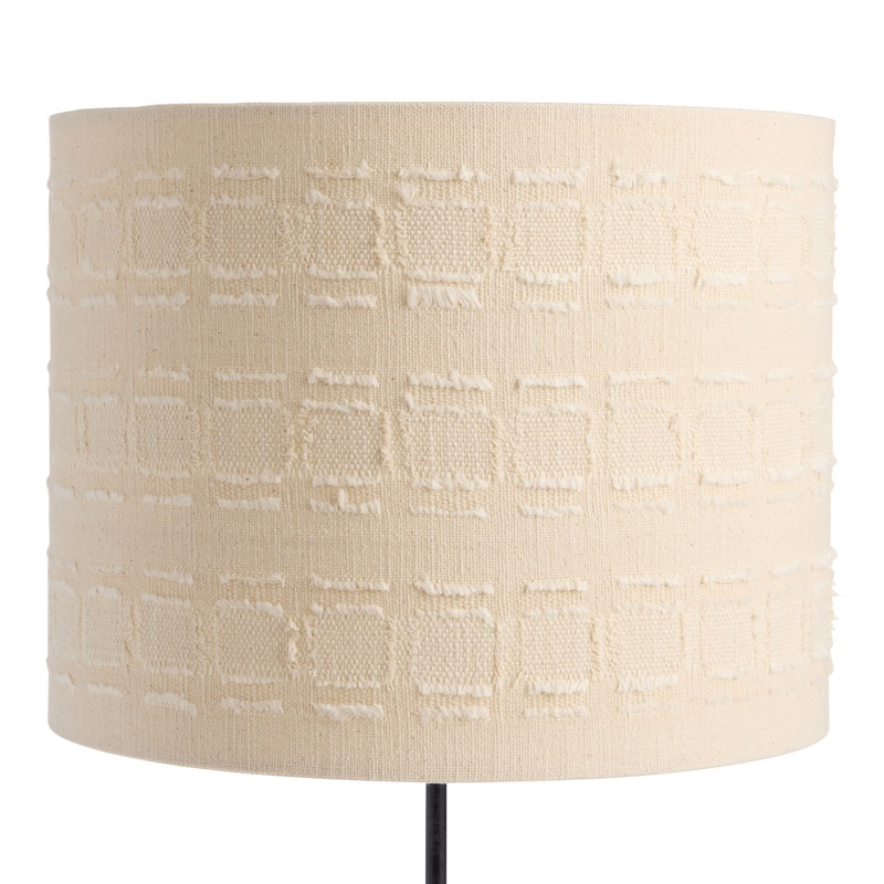 Cream Cotton Textured Patchwork Drum Table Lamp Shade