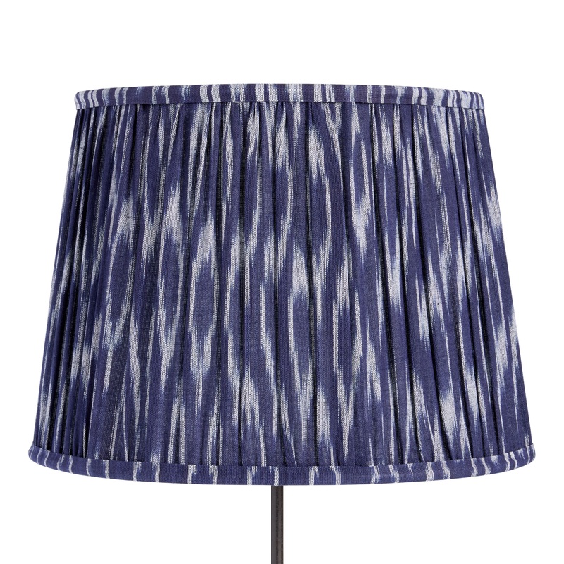 Denim Blue Geo Block Print Pleated Table Lamp Shade