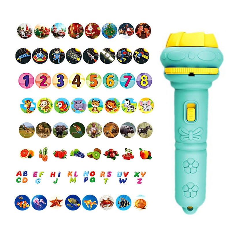 Flashlights Projector Kinder Taschlampen with Projection Card 64 Various sample projections Projector Flashlight Children Suitable for Christmas Children’s Play Gifts