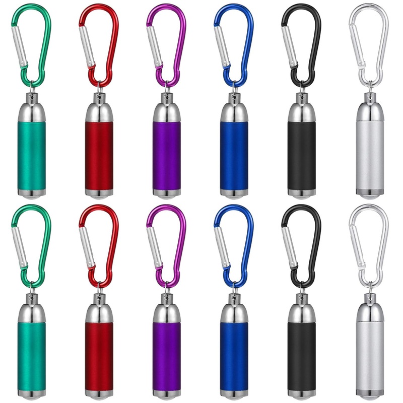 Garneck 12 pieces Mini Small Key Association Flashlight Camping Flashlight Mini flashlight Alloy flashlight climbing hooks led to hiking outdoors