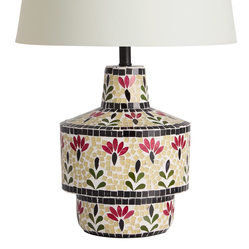 Green and Pink Glass Mosaic Floral Table Lamp Base