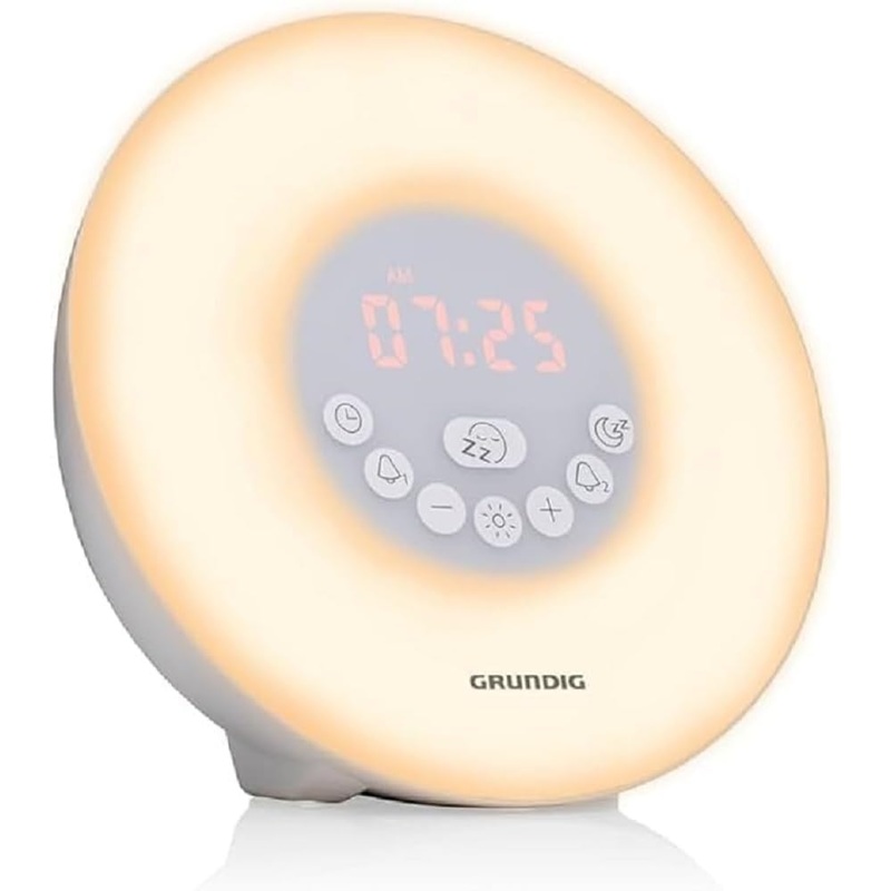 Grundig light alarm clock – daylight alarm clock – alarm clock radio – Bluetooth speaker – AUX and USB – natural sounds – white