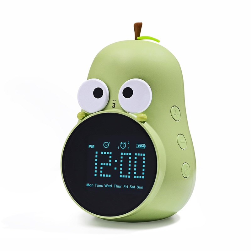 Homealexa Children Lichtwecker Cute Birne Kinder alarm clock Creative bedside lamp time-controlled night light snooze function wake up alarm clock children’s alarm clock for girls boys children school beginners green