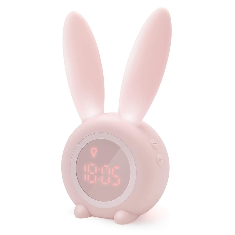 Homealexa Children Lichtwecker Cute Rabbit Kinder alarm clock Creative bedside lamp snooze function time-controlled night light day-to-day attendant for children girls (pink) a-pink