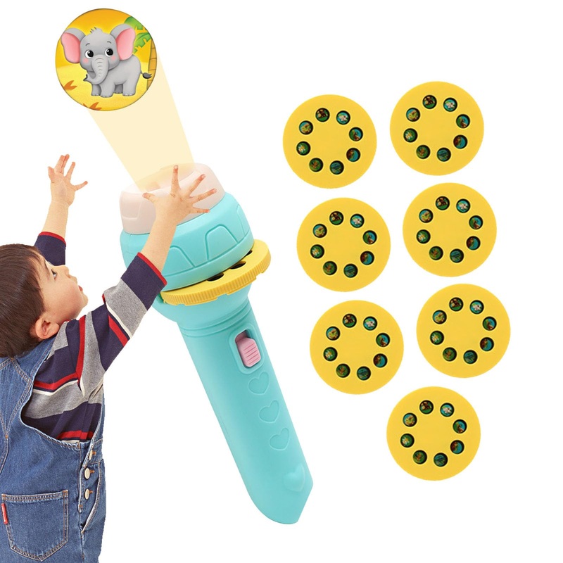 Huayeex children’s projector toys toy projector flashlight for children |Night light for pedagogical learning before going to bed – portable flashlight projector including fruits green