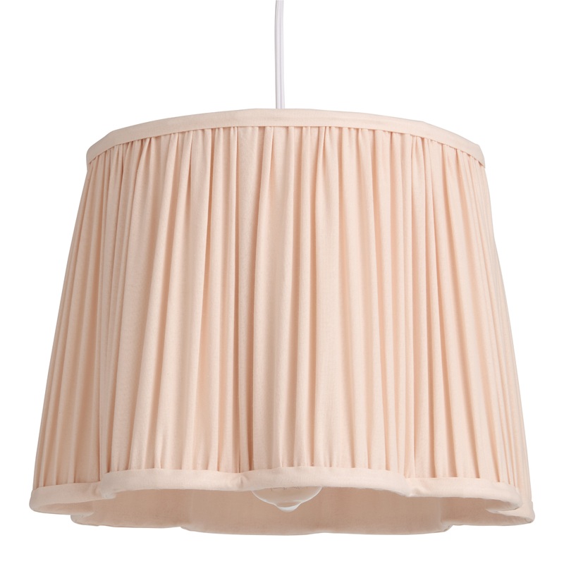 Ivory Pleated Cotton Scalloped Table Lamp Shade